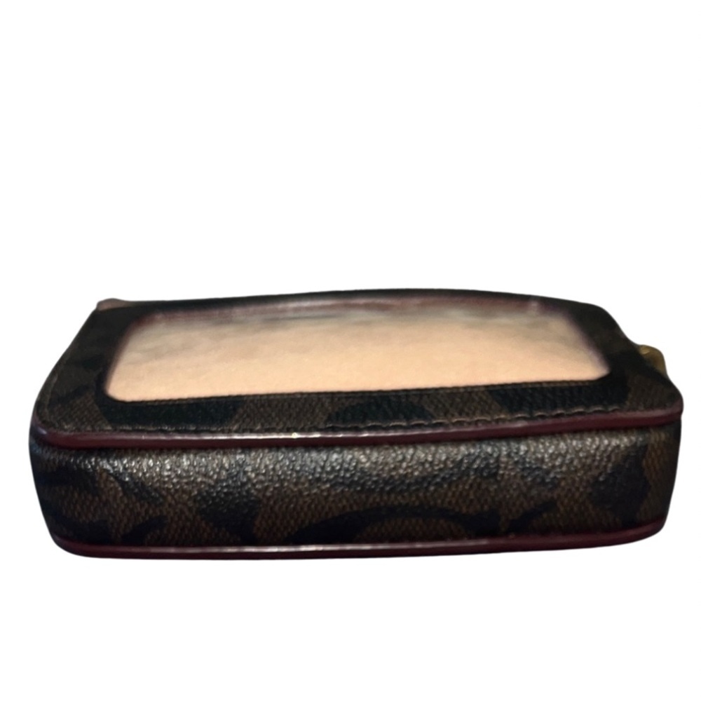 COACH Zip Card Case In Colorblock Signature Canvas - Mahogany/Shell Pink - Picture 6 of 10